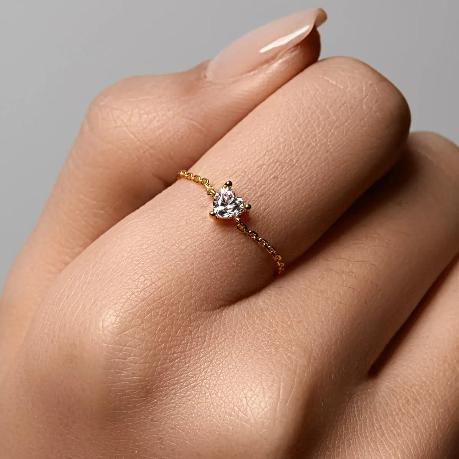 Dainty Heart Chain Ring Objkts