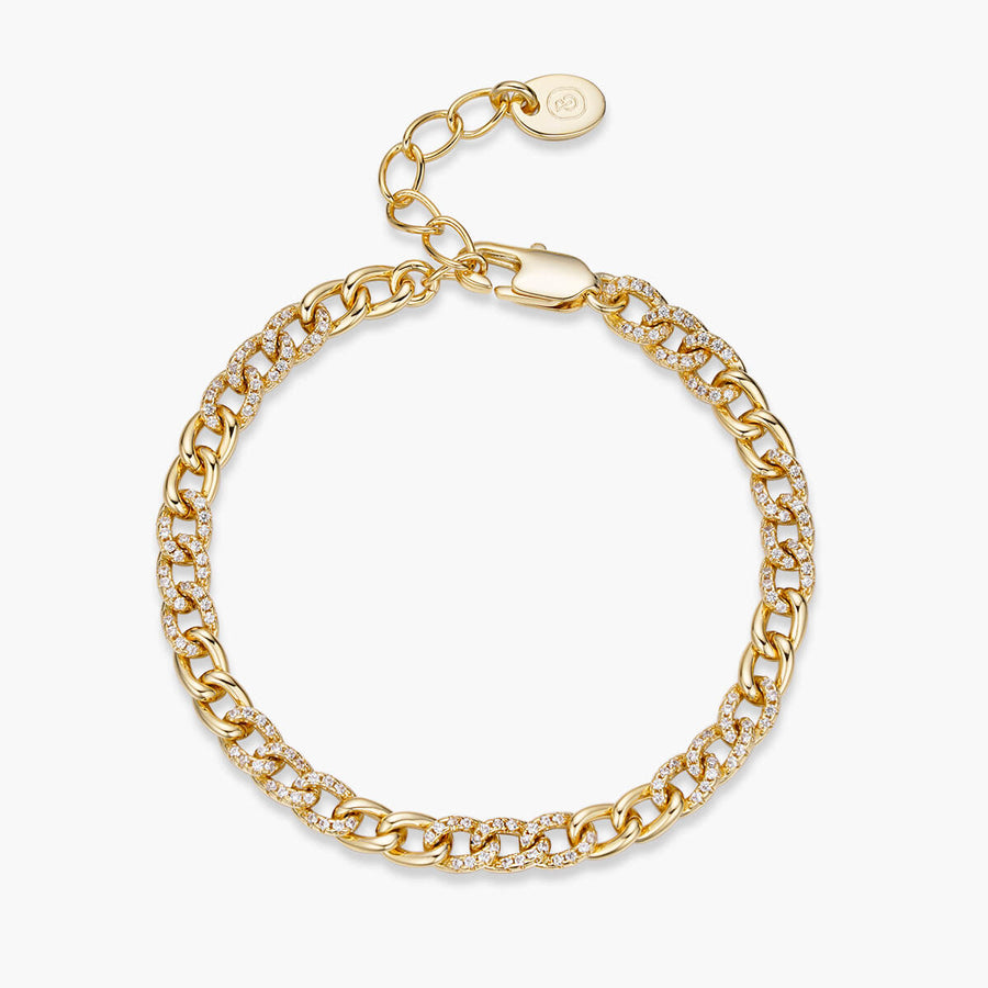 Half Pave Mini Curb Chain Bracelet JW