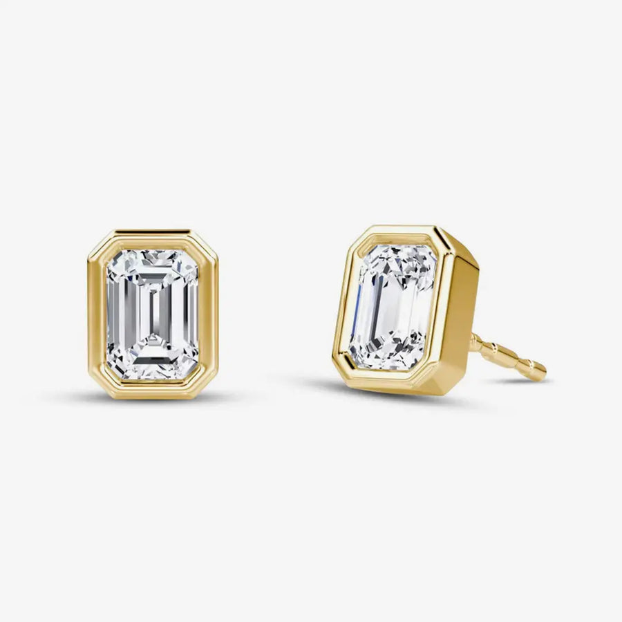 Baguette-Ohrringe 925 Sterling Silver, 18K Gold