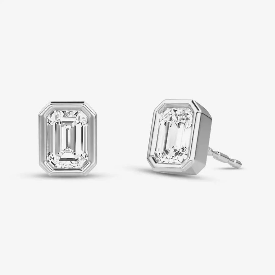 Baguette-Ohrringe 925 Sterling Silver, 18K Gold