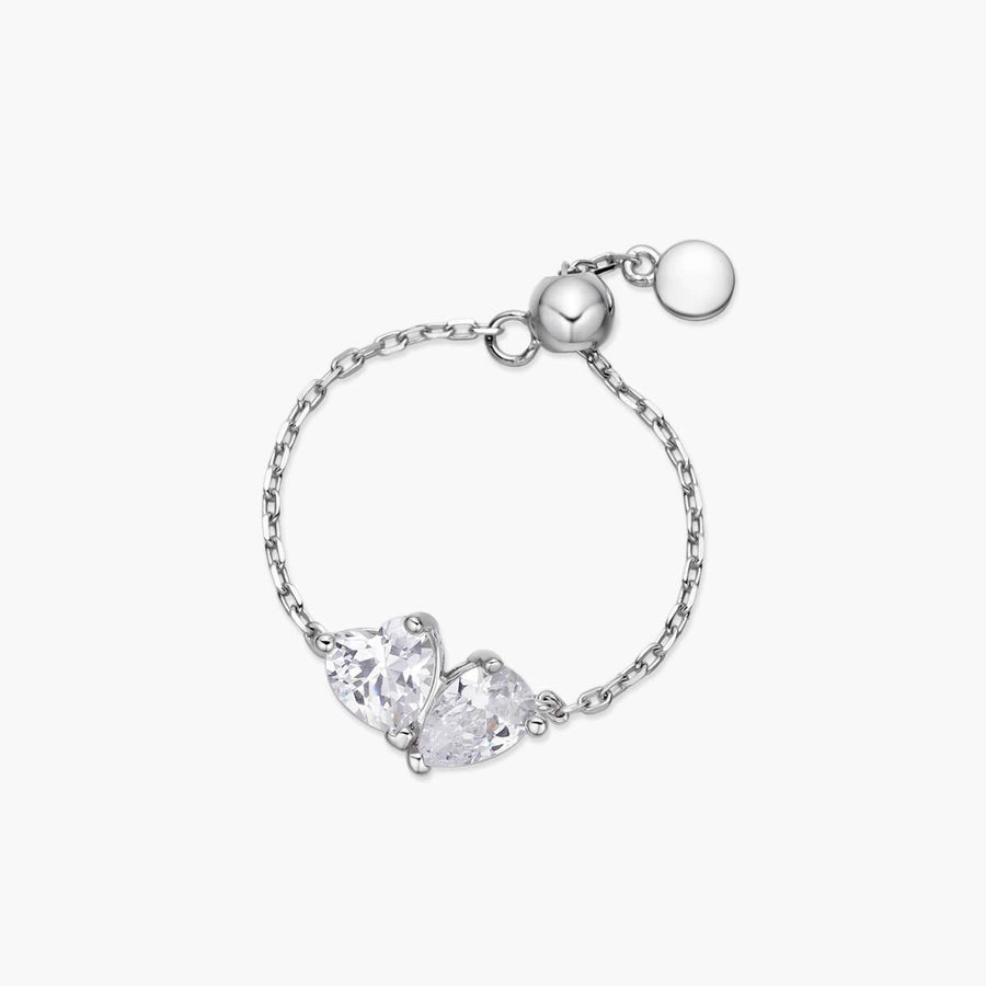 Dainty Pear X Heart Chain Ring Objkts