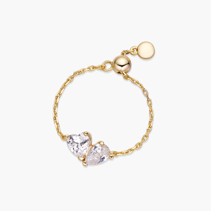 Dainty Pear X Heart Chain Ring Objkts