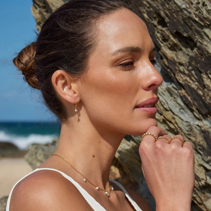 Diamant Drop-Hoop-Ohrringe Atolea Waterproof Jewelry