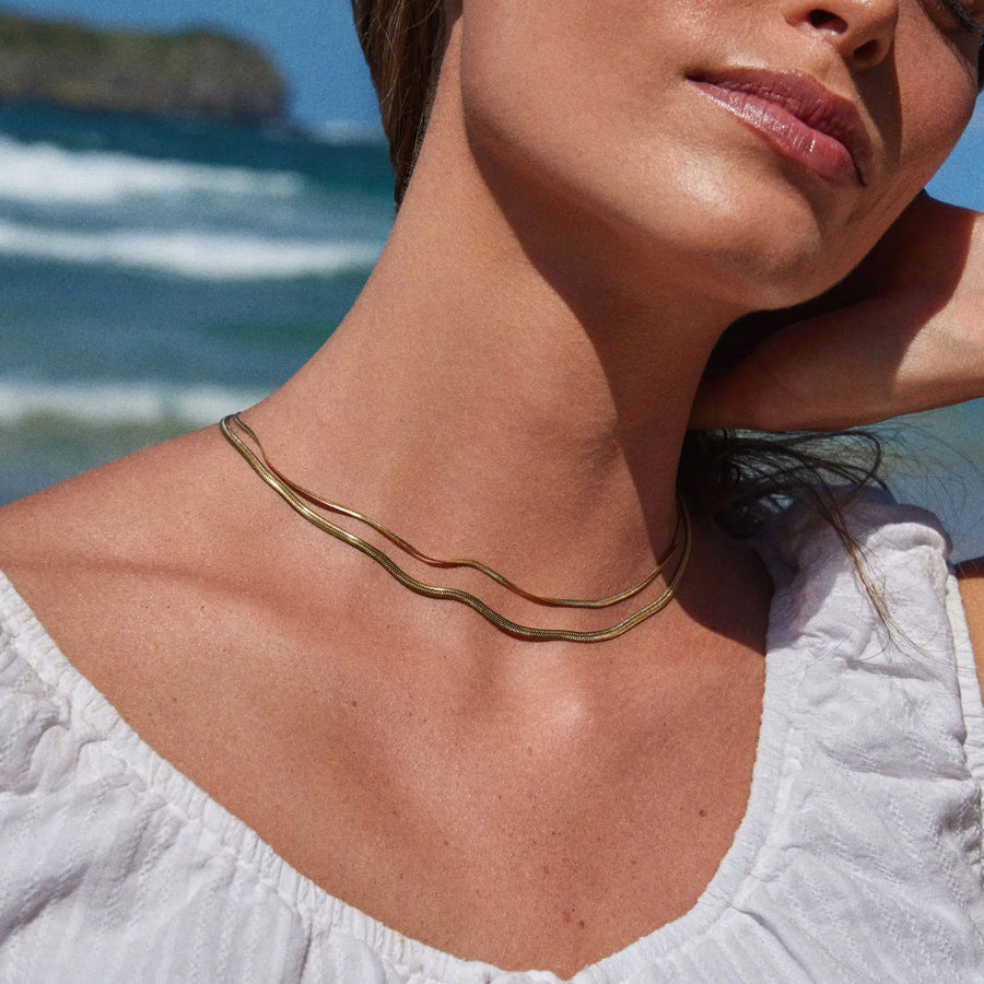Doppelter Fischgrät-Halsband Atolea Waterproof Jewelry