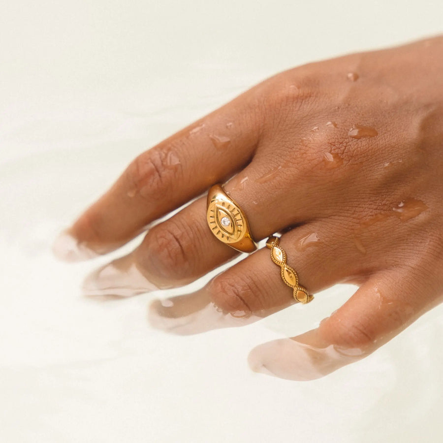 Siegelring mit Bösen-Augen-Motiv Atolea Waterproof Jewelry
