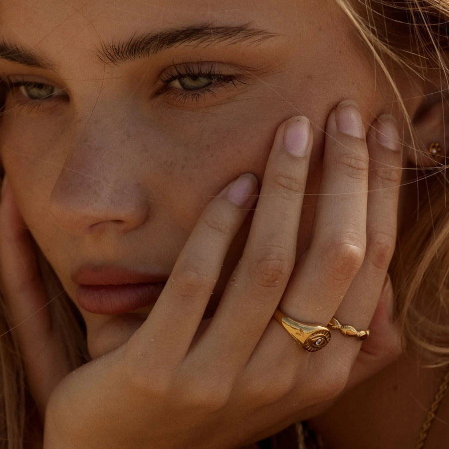 Siegelring mit Bösen-Augen-Motiv Atolea Waterproof Jewelry