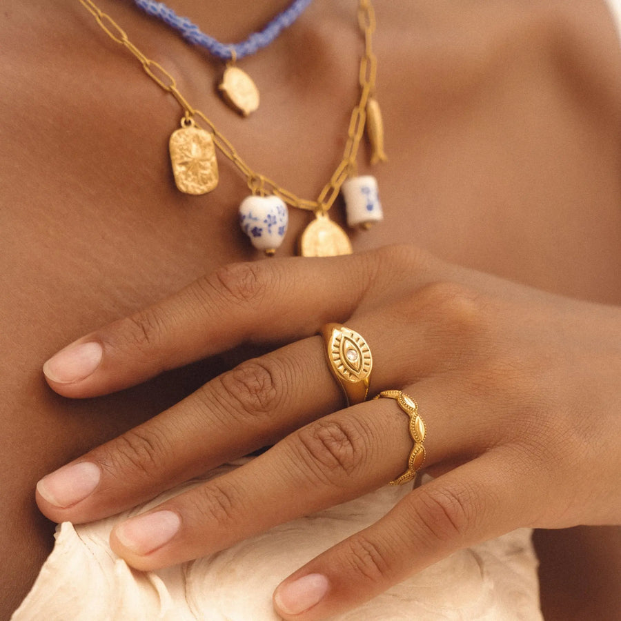 Siegelring mit Bösen-Augen-Motiv Atolea Waterproof Jewelry