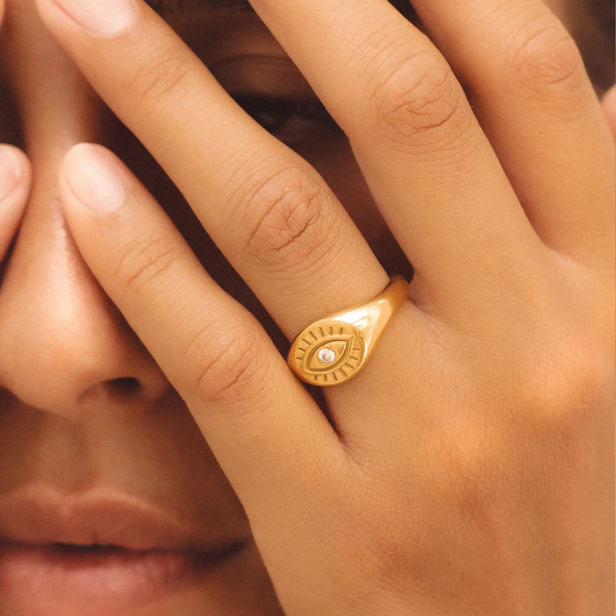 Siegelring mit Bösen-Augen-Motiv Atolea Waterproof Jewelry