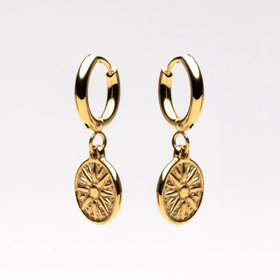 Goldene Sonnen-Ohrringe Atolea Waterproof Jewelry