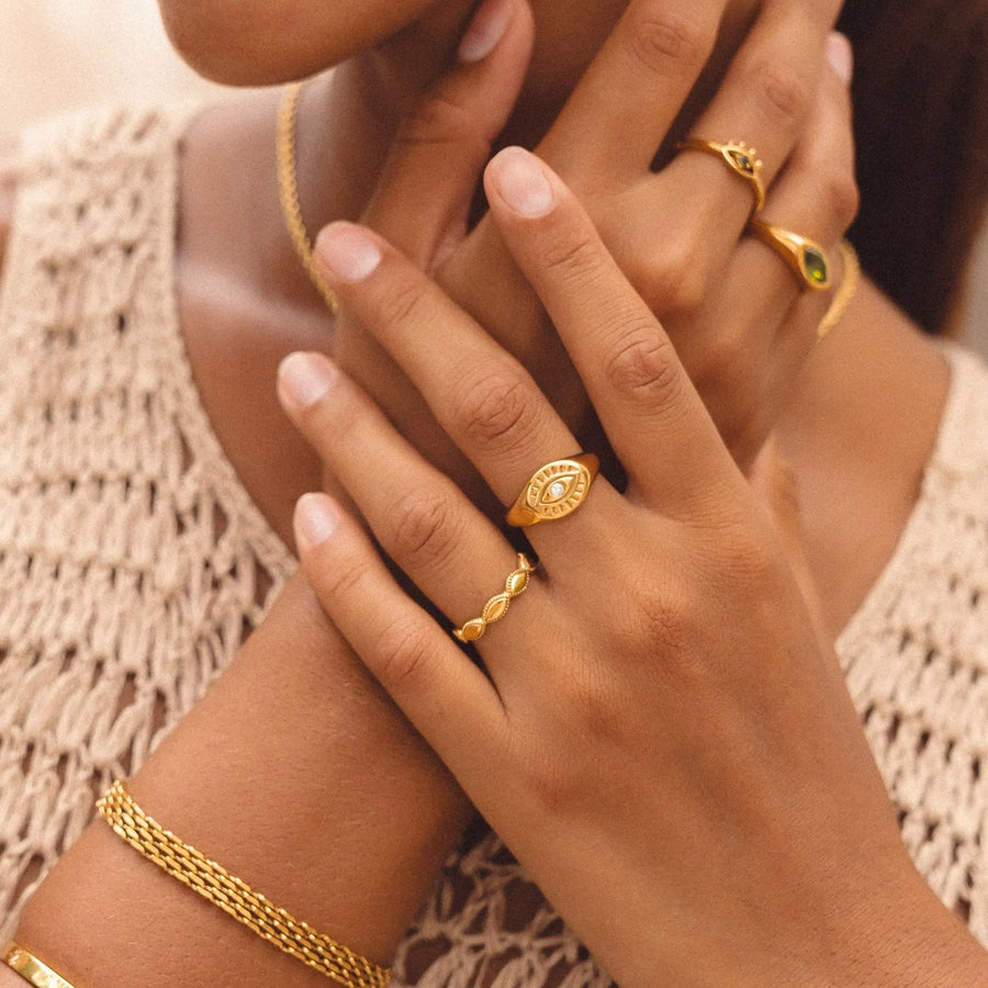 Siegelring mit Bösen-Augen-Motiv Atolea Waterproof Jewelry