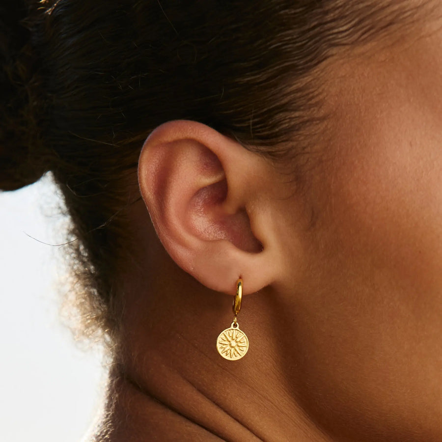 Goldene Sonnen-Ohrringe Atolea Waterproof Jewelry