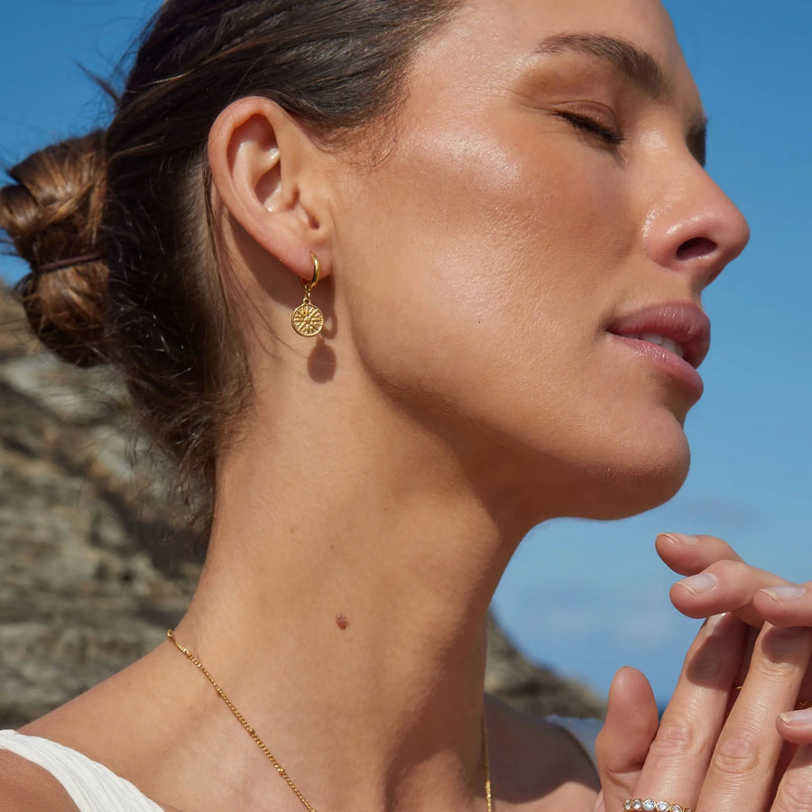 Goldene Sonnen-Ohrringe Atolea Waterproof Jewelry